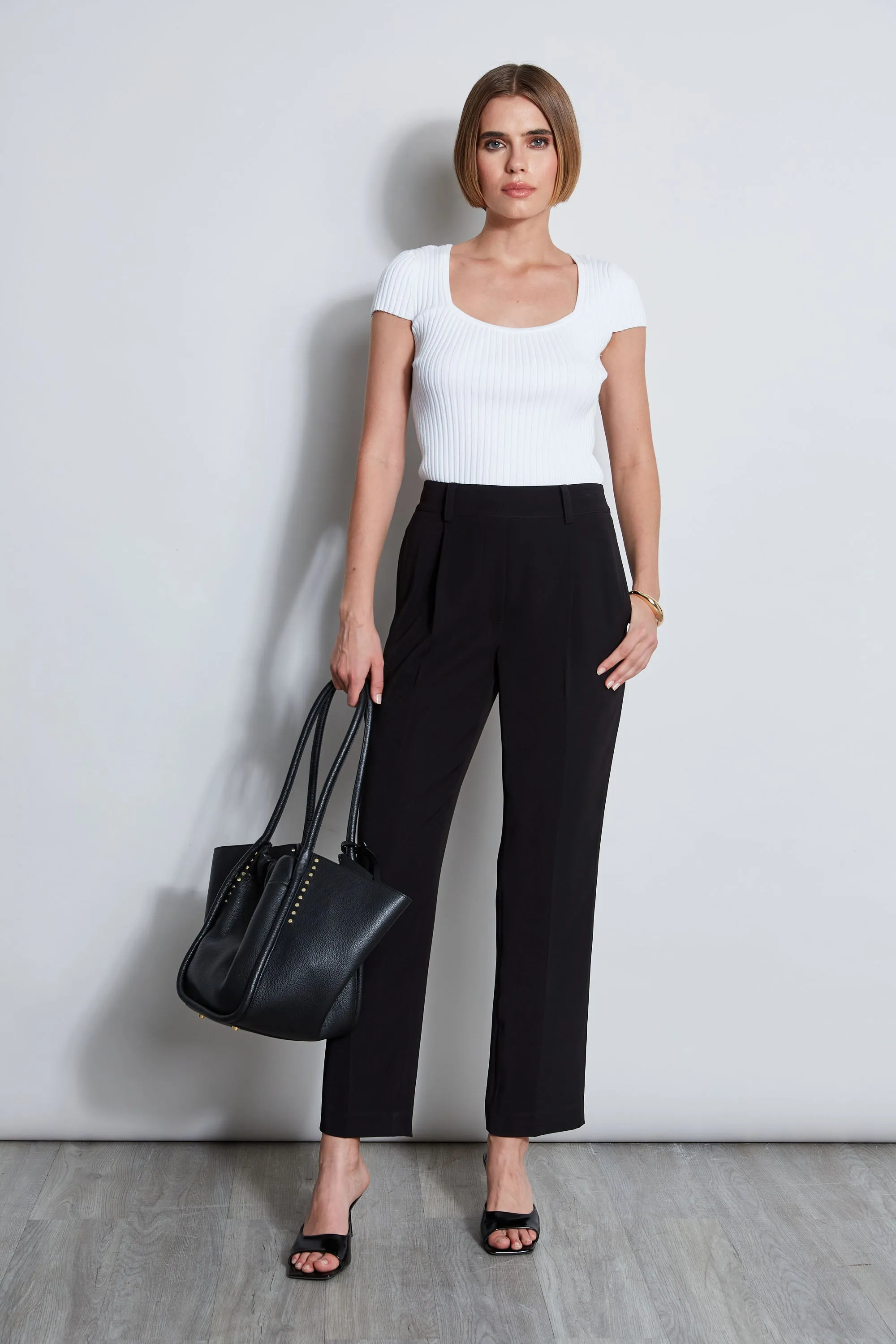 Pleated Straight Leg Pant