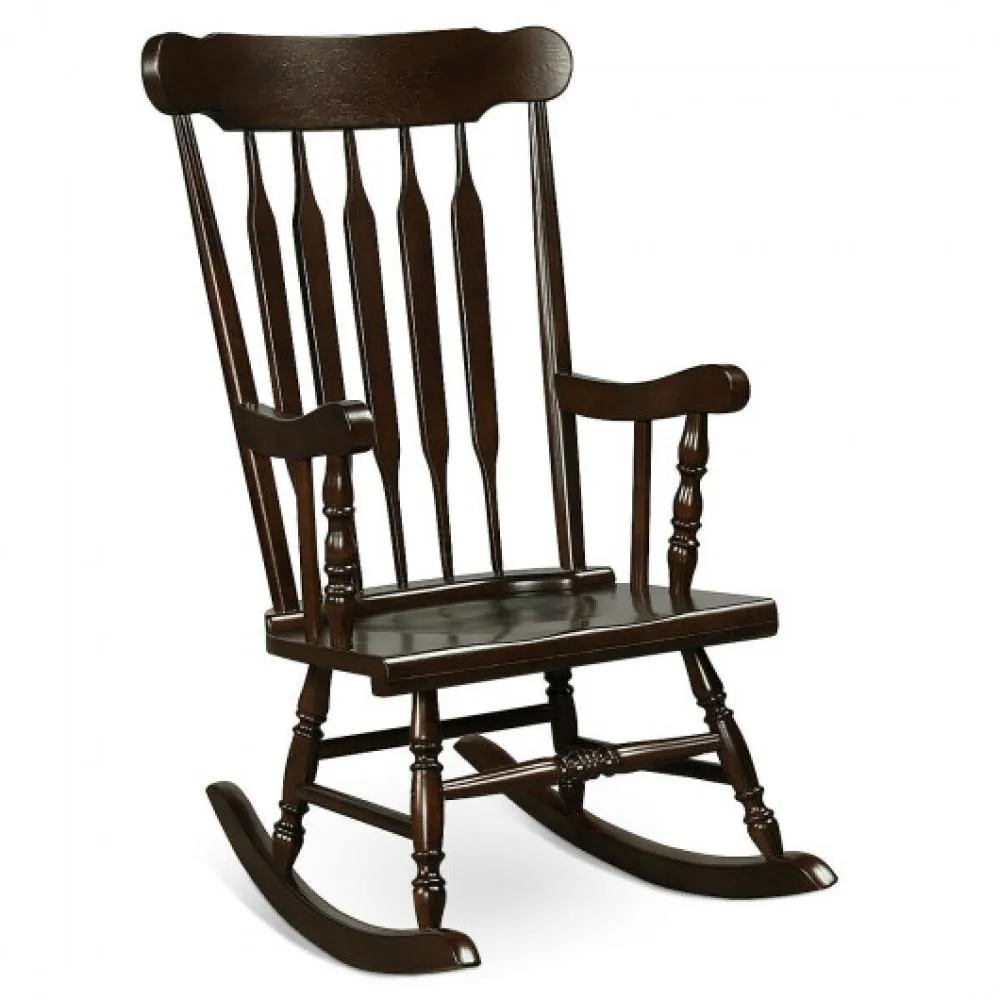 Rocking Chair with Solid Wooden Frame for Garden and Patio-White