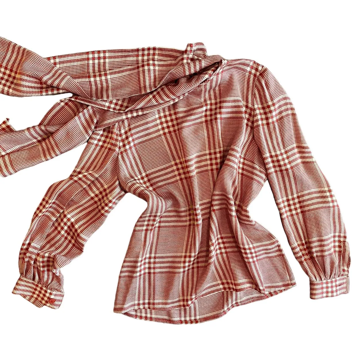 Rust Herringbone Silk Blouse