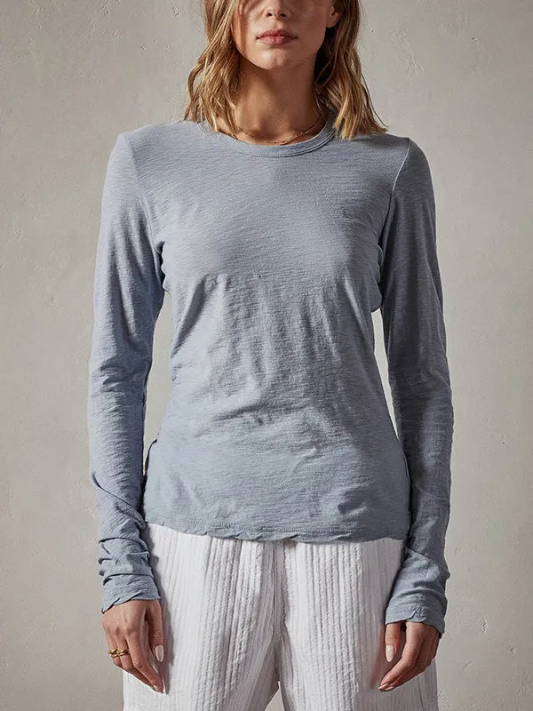 Sheer Slub L/s Crew Tee in Aura