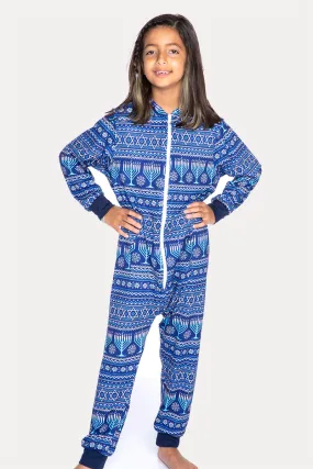 Simply Soft Hooded Zip Onesie - Hannukah Fair Isle