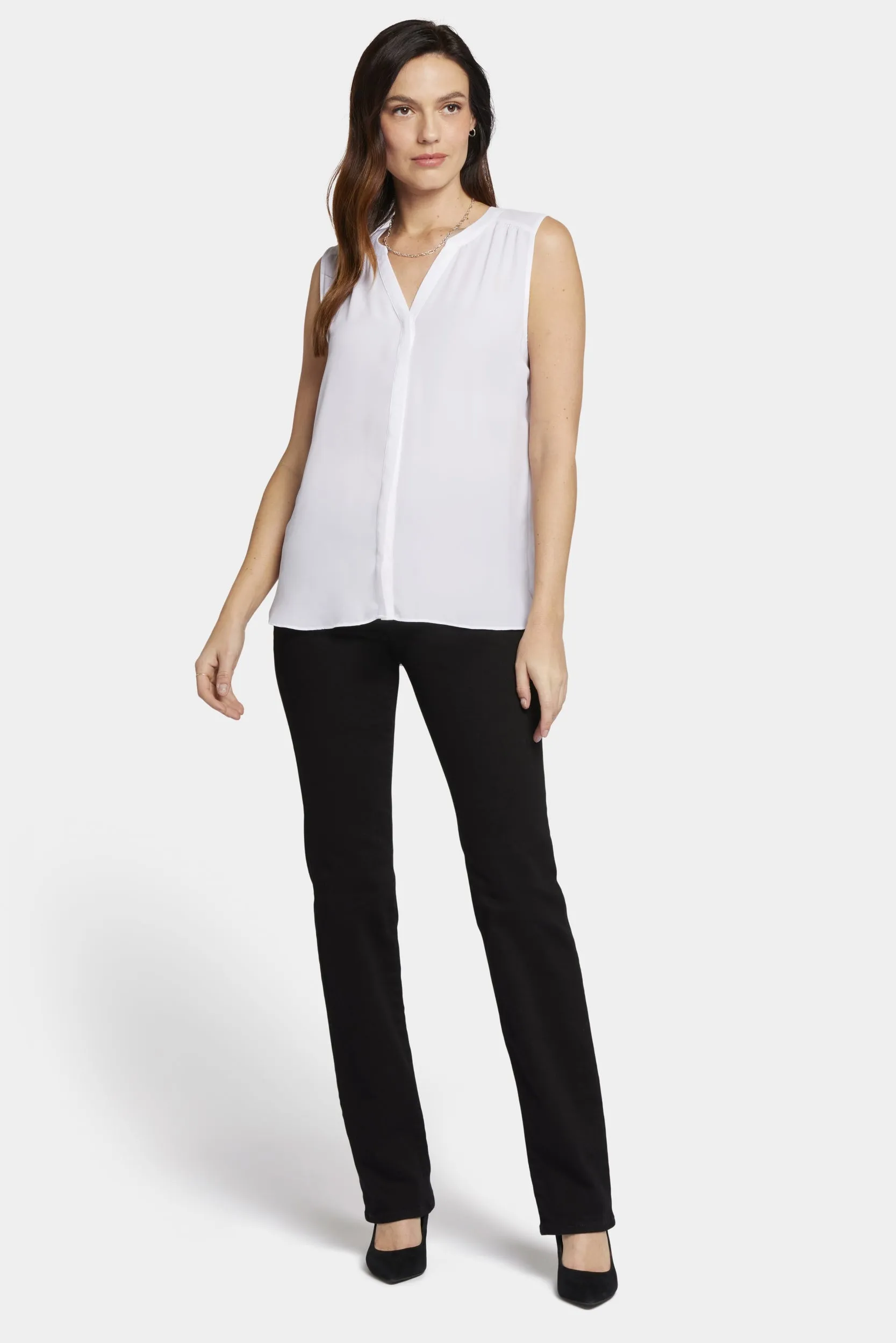 Sleeveless Pintuck Blouse Wit | Optic White