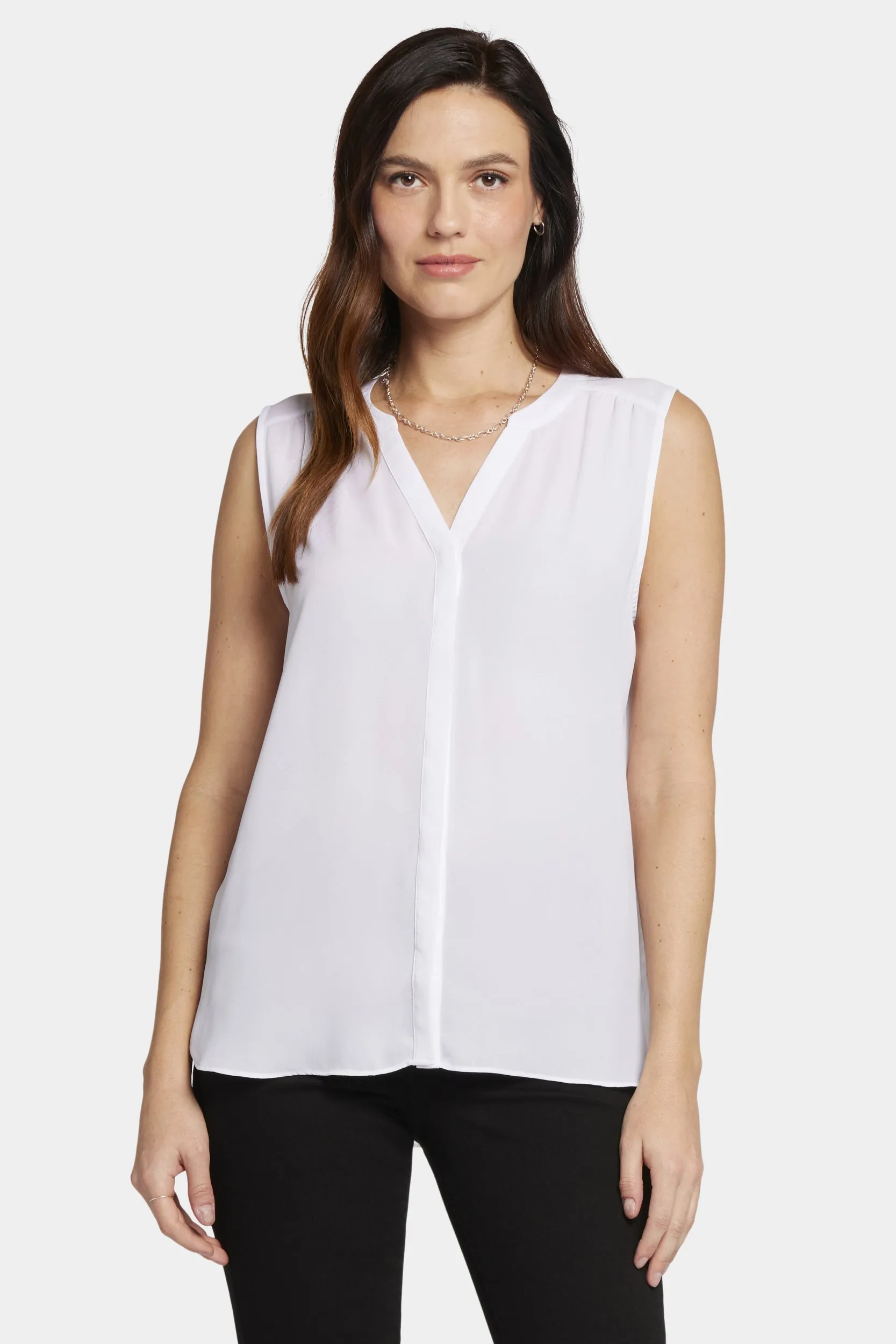 Sleeveless Pintuck Blouse Wit | Optic White