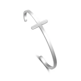 Stainless Steel Cross Cuff Bracelet For Women