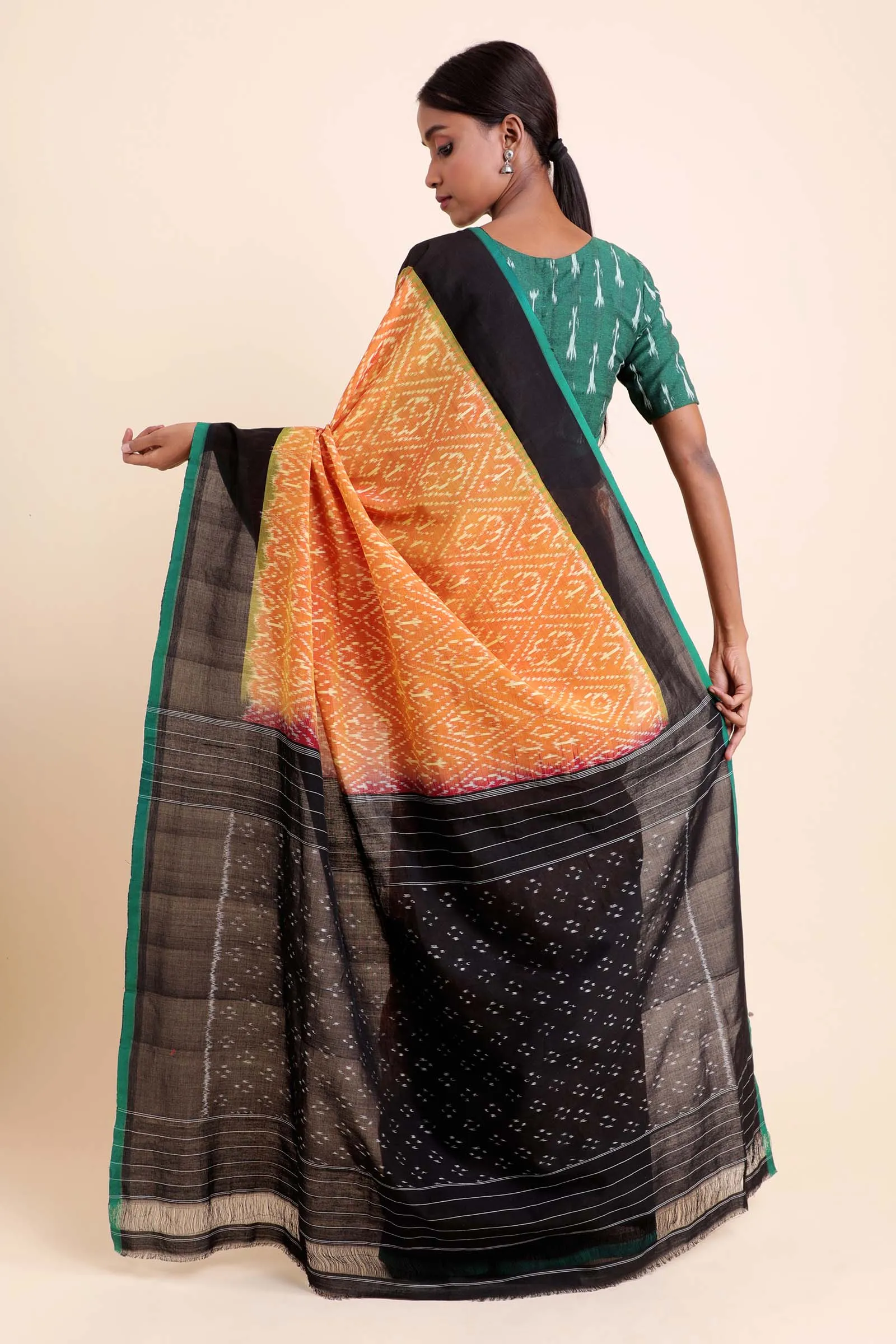 Sunshine In A Green Bottle Pochampally Cotton Saree