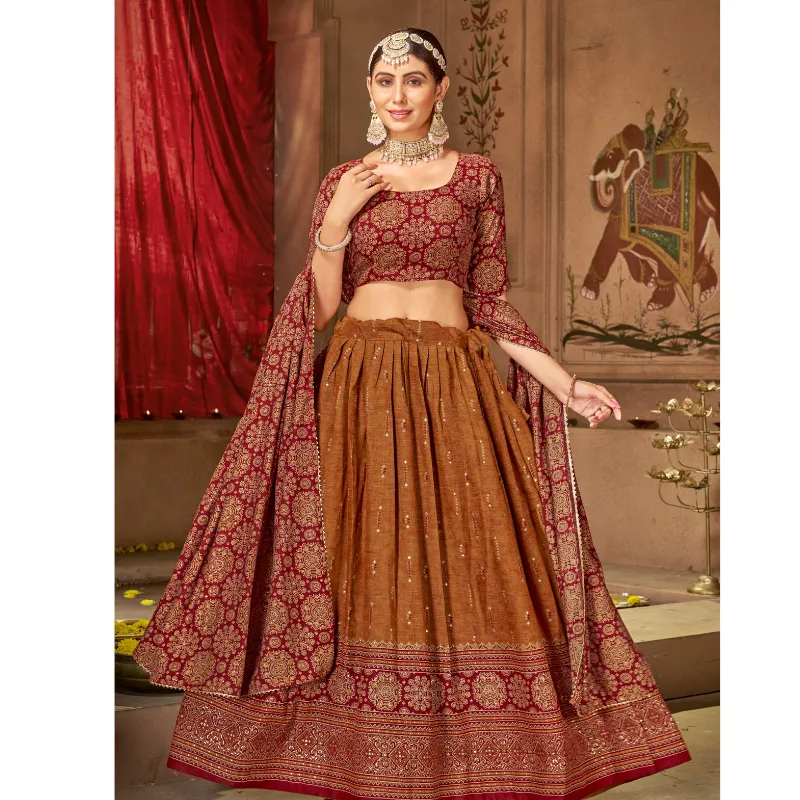 Traditional Festival Women's Lehenga Blouse Dupatta