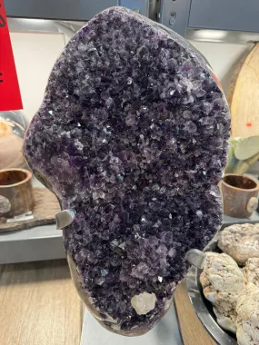 Uruguayan Amethyst Geode (with Calcite) on Custom Stand - 23 / 52 lbs