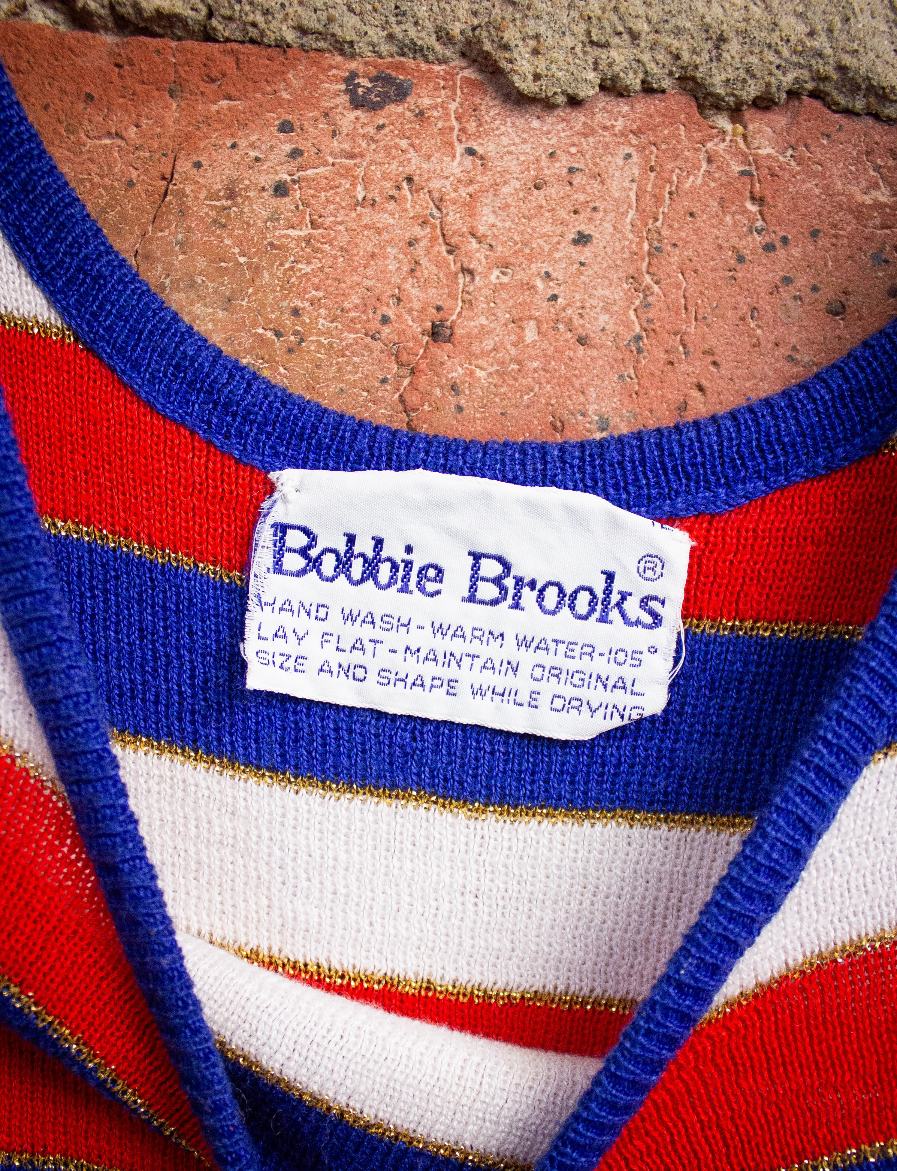 Vintage Bobbie Brooks Knit Striped Tank 1960s XS