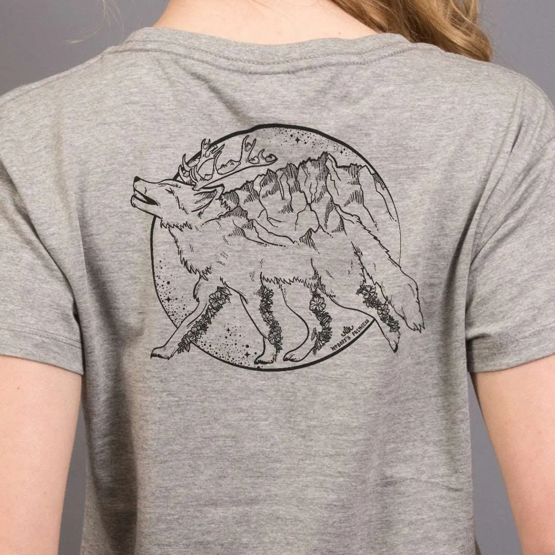 Whimsical Wolf T-Shirt - Black Print