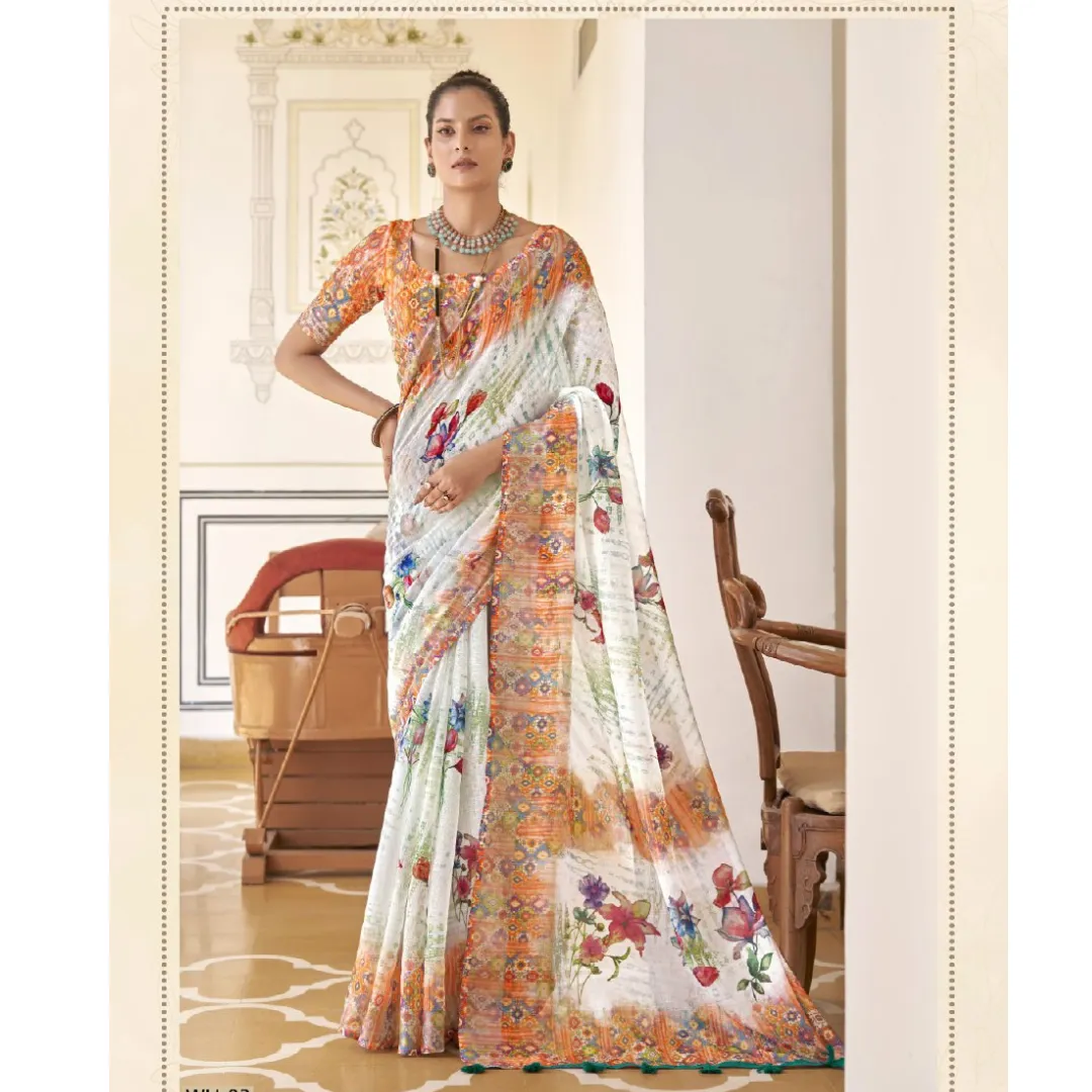 Women Fancy Party wear Linen Sarees