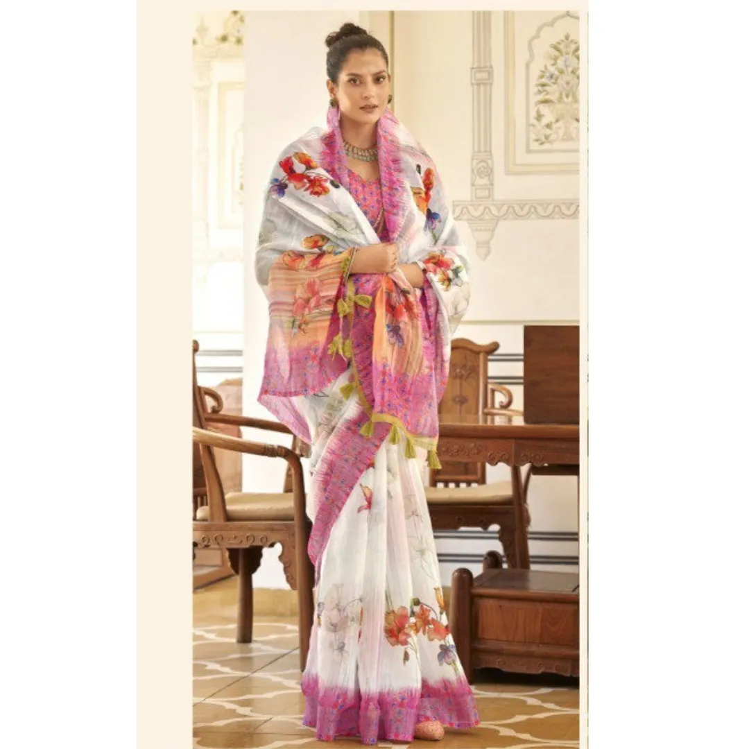 Women Fancy Party wear Linen Sarees