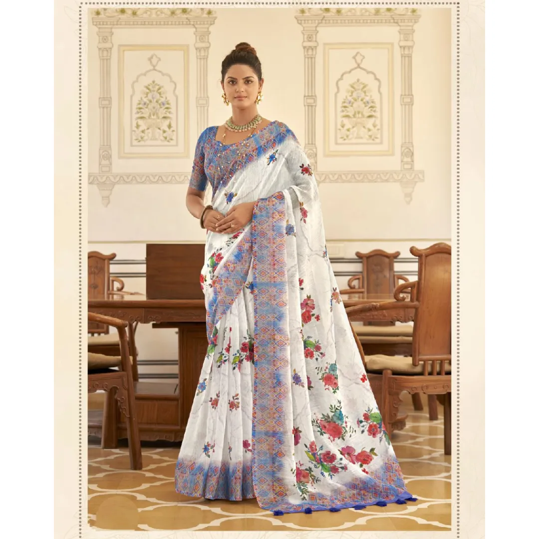 Women Fancy Party wear Linen Sarees