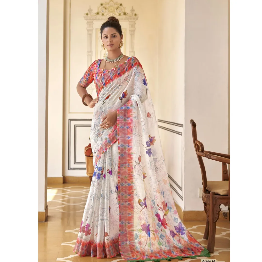 Women Fancy Party wear Linen Sarees