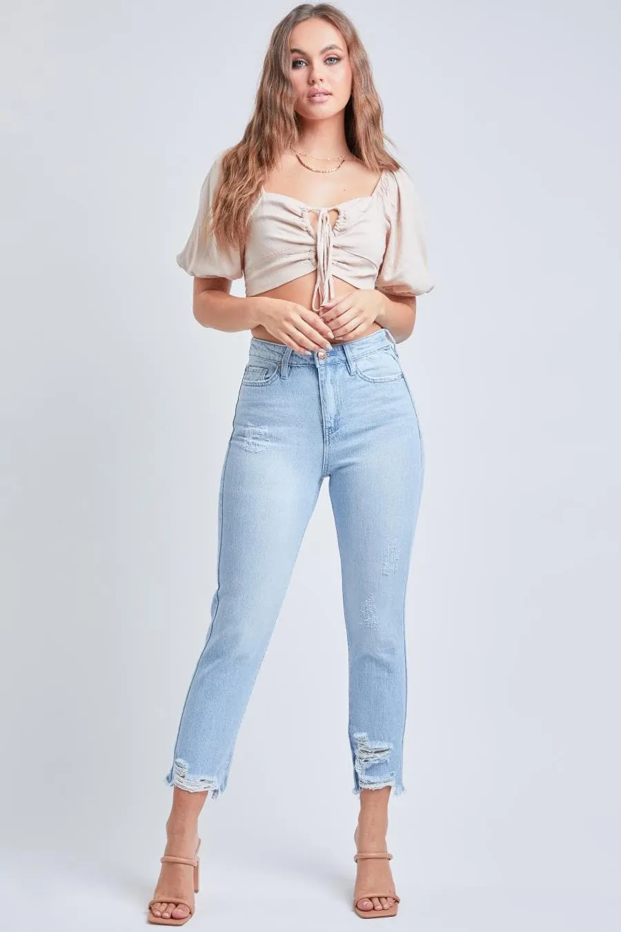 Women's Dream Cropped Frayed Slim Straight Jeans