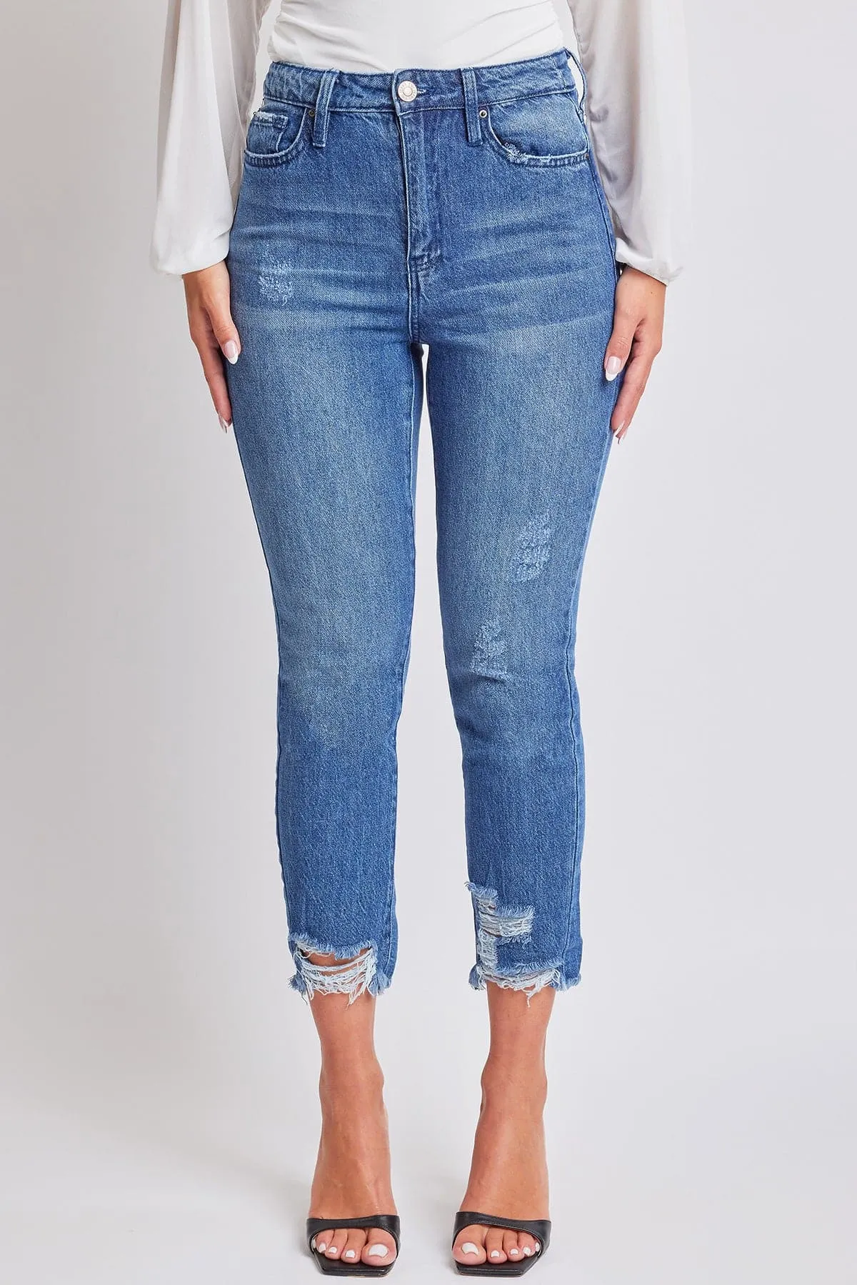 Women's Dream Cropped Frayed Slim Straight Jeans