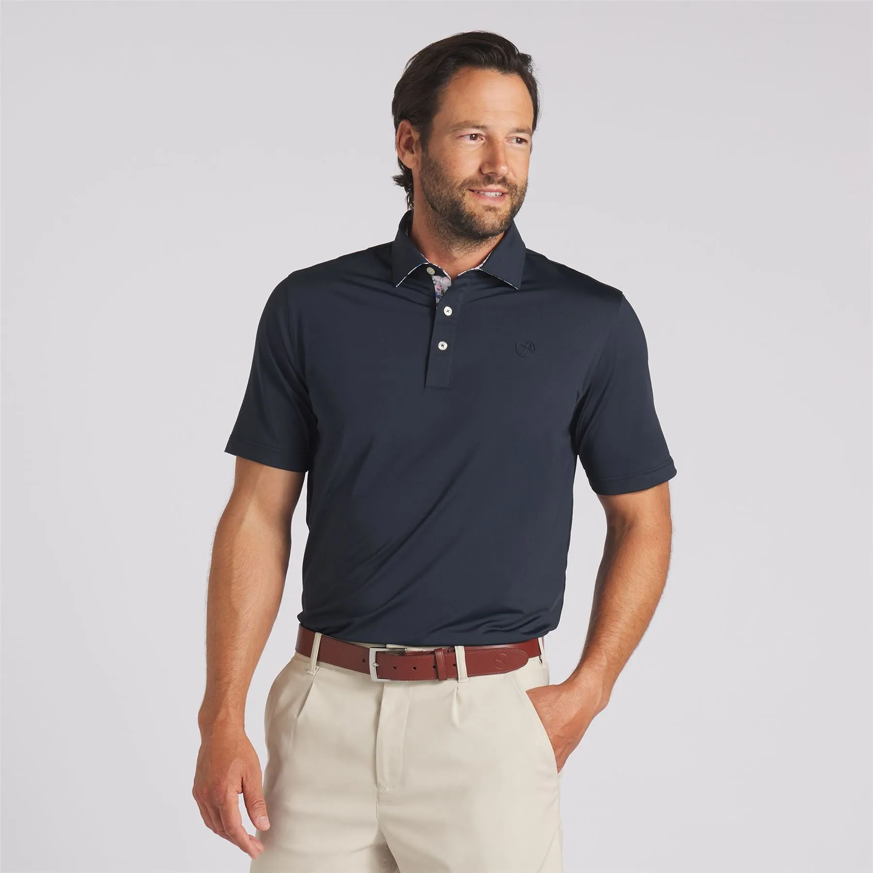 x AP Floral Trim Polo Deep Navy - SS24