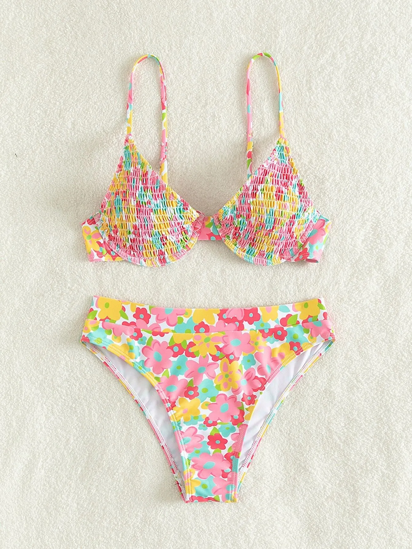 Ästhetisches Blumen-Bikini-Set für Sonnenuntergang und Schwimmen